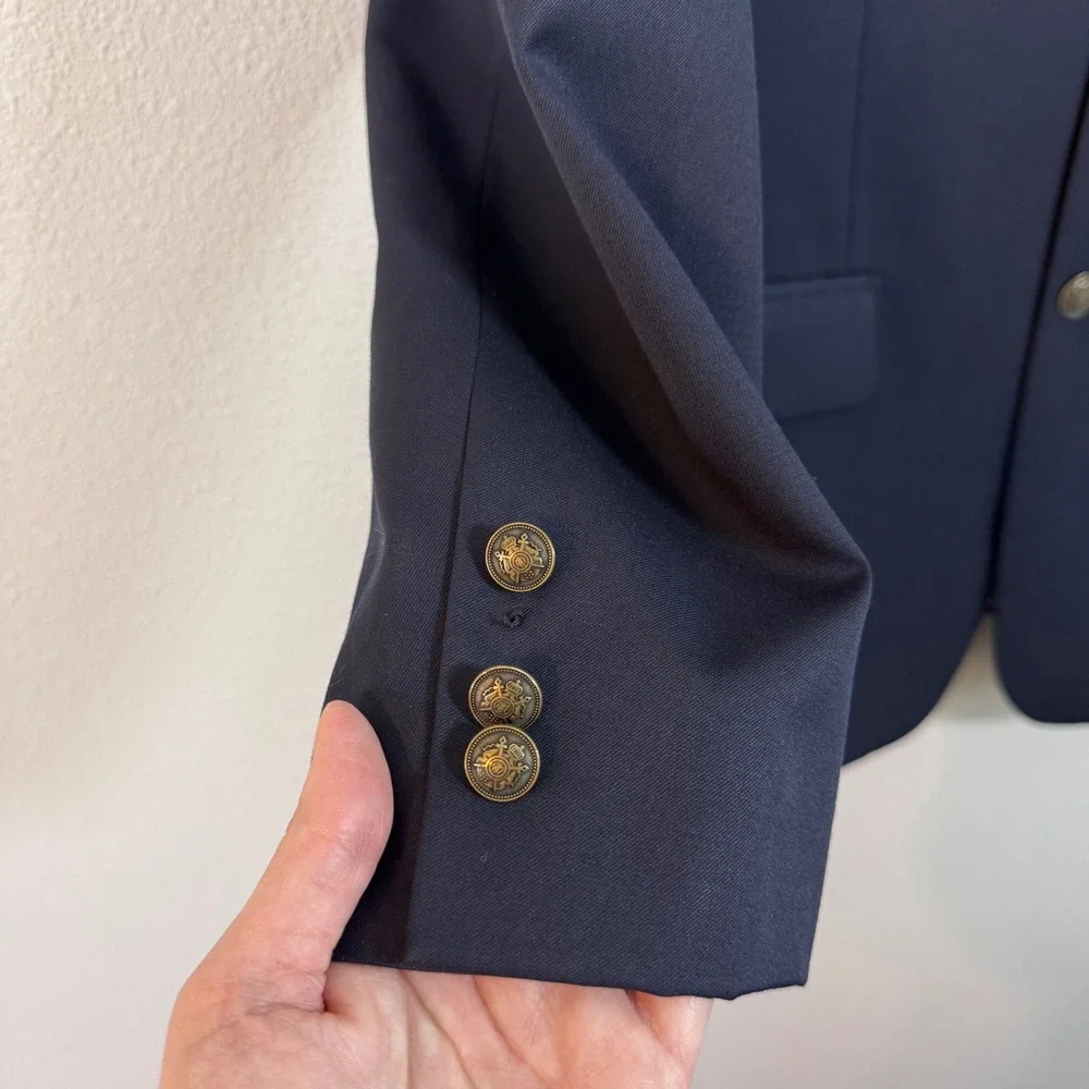 Paul Fredrick Navy Blue 100% Wool Blazer Sport Coat Preppy Classic Menswear 44R